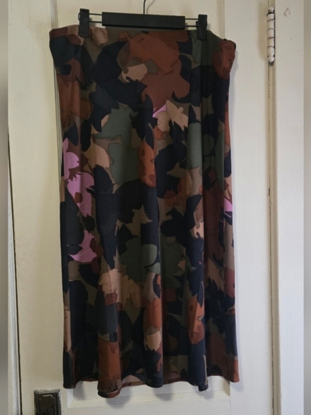Time and Tru Multi-Color Floral Maxi Skirt in Green, Brown, Black & Pink